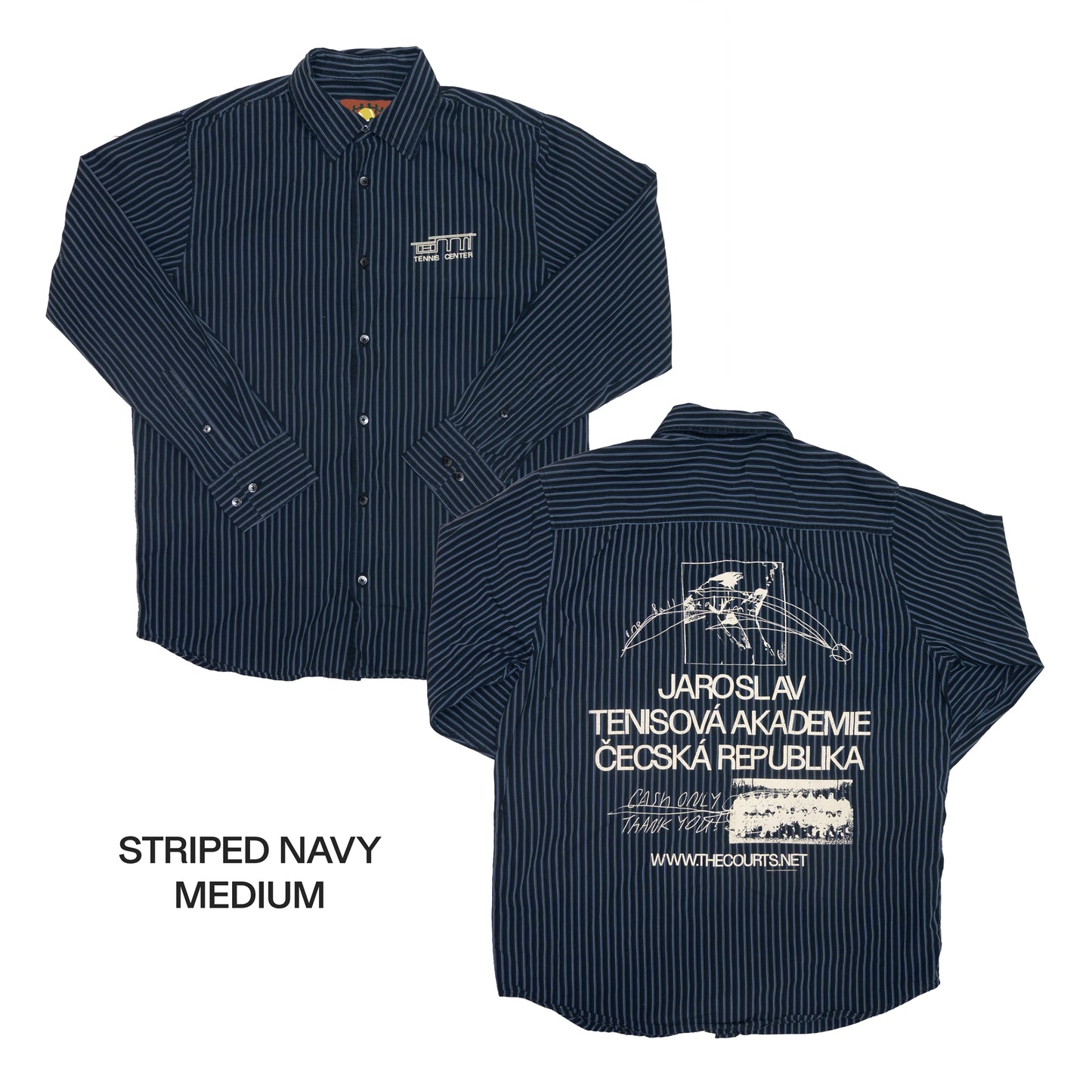 Striped Tennis Center Button-Up